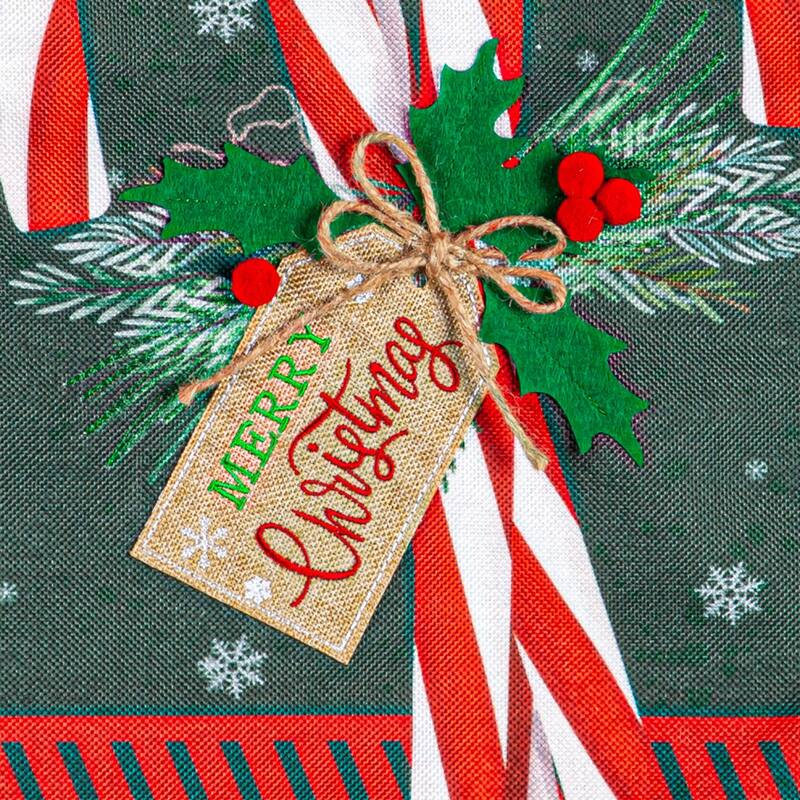 Candy Cane Burlap Garden Flag - Multi - Color - 12.5 in x 18 in