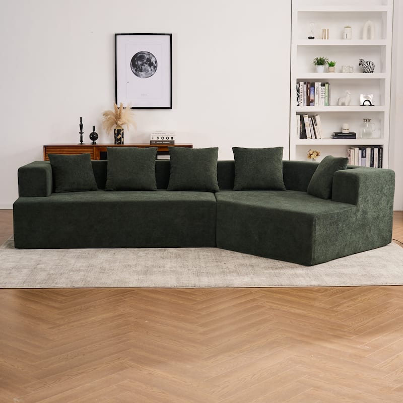 Deep Seat Modern Memory Foam Sofa with Chenille Fabric