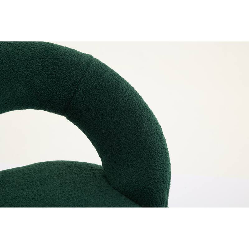 Modern Teddy Cloth Kitchen Dining Chair with Curved Backrest and Metal Legs for Dining Room Kitchen Living Room Bedroom