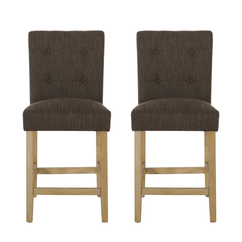 Rossburg Fabric and Rubberwood 26 Inch Counter Stools (Set of 2) by Christopher Knight Home