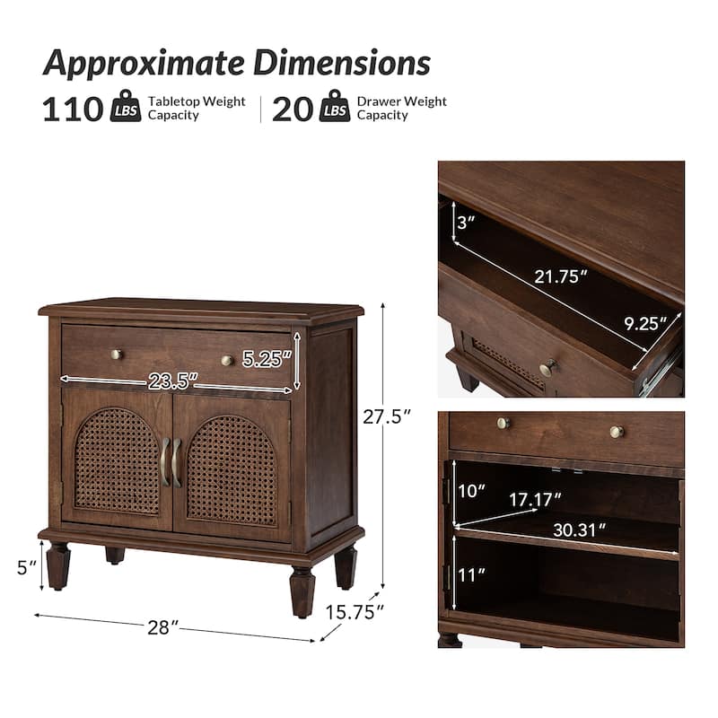 Georg Traditional 27"Tall Rattan Nightstand with Adjustable Feet by HULALA HOME