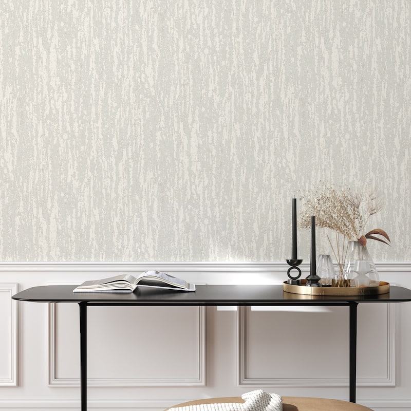 Urban Chic Metallic Accent Modern Abstract Wallpaper - White