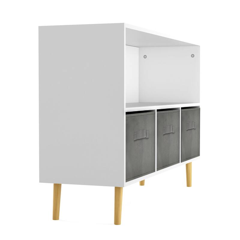 Kids bookcase,Book Display,Toy Storage Cabinet with Collapsible Fabric Drawers