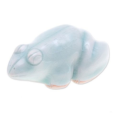 Novica Handmade Thai Frog Celadon Ceramic Figurine