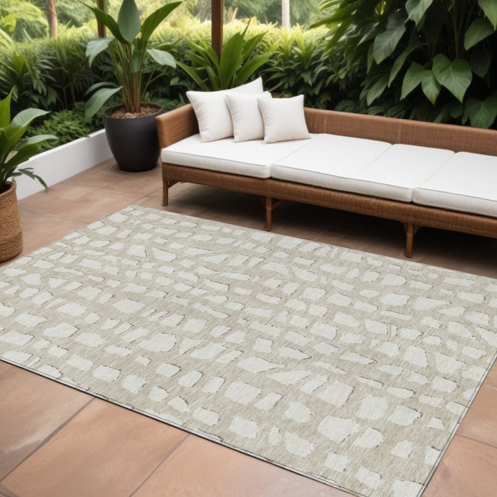HomeRoots Abstract Transitional Rectangle Outdoor Rug