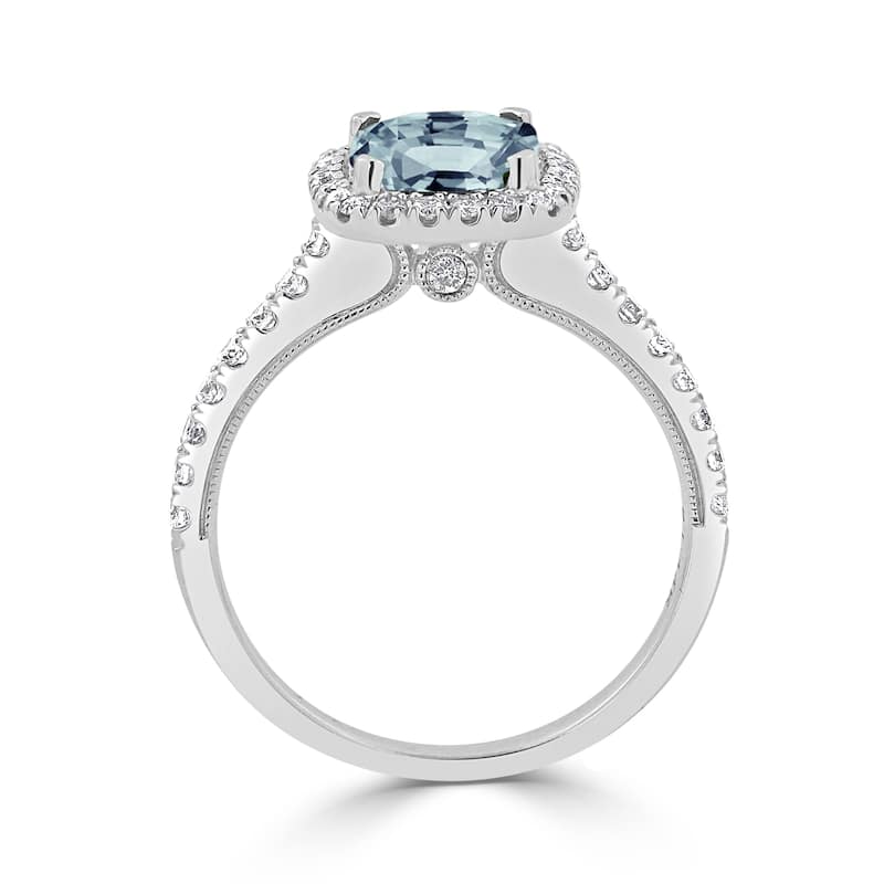 Auriya 1 1/8ct Cushion-cut Aquamarine and Halo Diamond Engagement Ring 3/8ctw 14k Gold