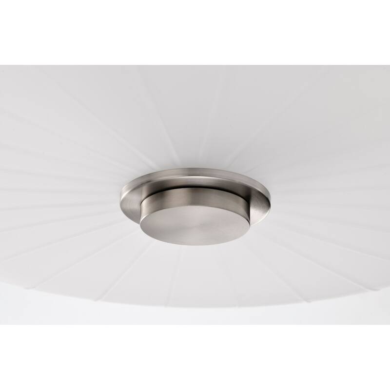 Lune 3 Light Semi-Flush Brushed Nickel Finish Etched White Glass - Brushed Nickel