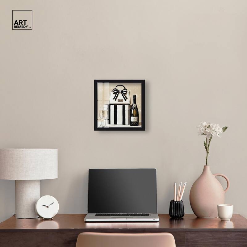 Black and White Striped Glam Shadowbox by Art Remedy