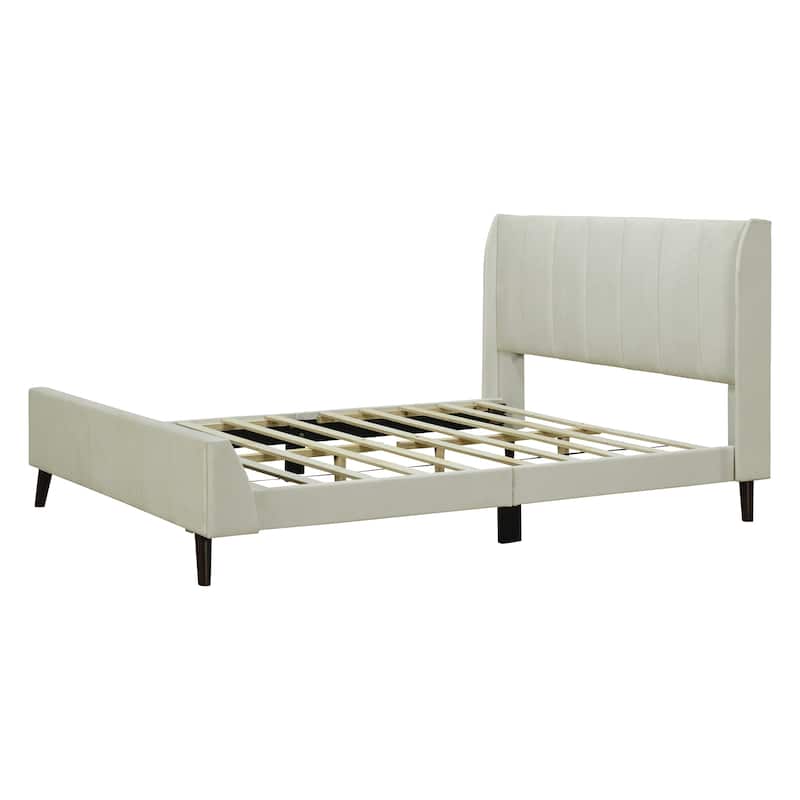 Upholstered Platform Bed, Velvet, Pink