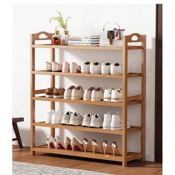 5Tier Wood Shoe Shelf Organizer Free Standing Shoe Rack Bed Bath