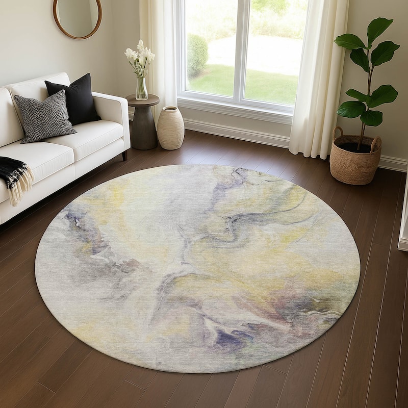 Premium Washable Super Soft Abstract Modern Mayfield Rug - Gold - 8' x 8'