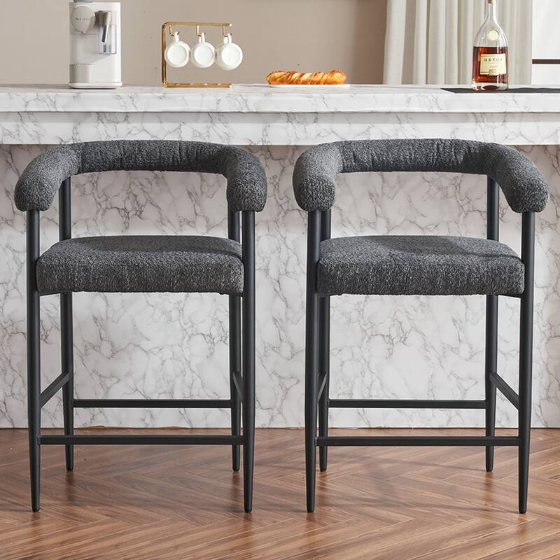Modern Upholstered Bar Stools Set of 2
