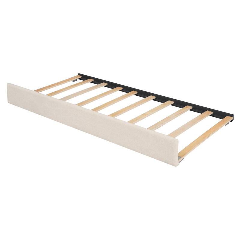 Upholstered Platform Bed with Trundle and LED Lights
