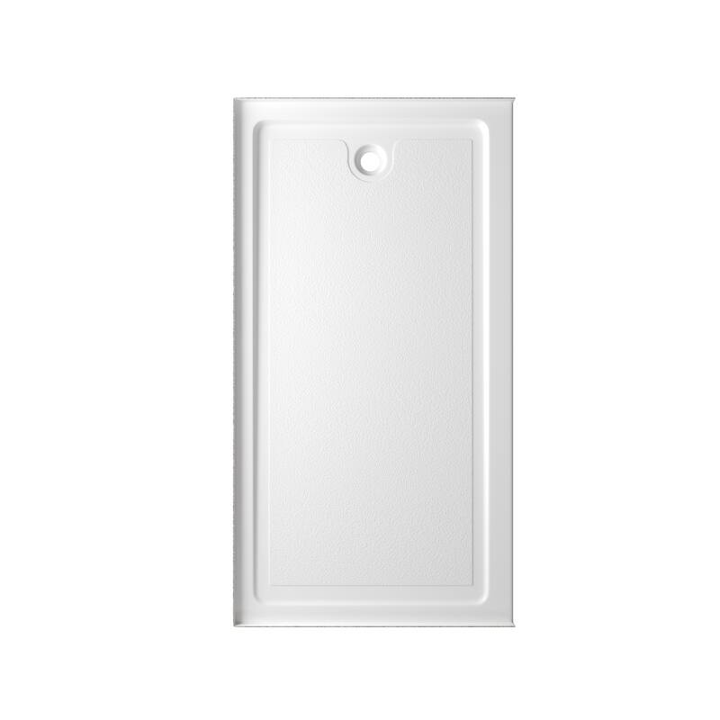 Slip-resistant Acrylic ShowerPan with Raised Edges 60-in Long x 30-in Wide Right White
