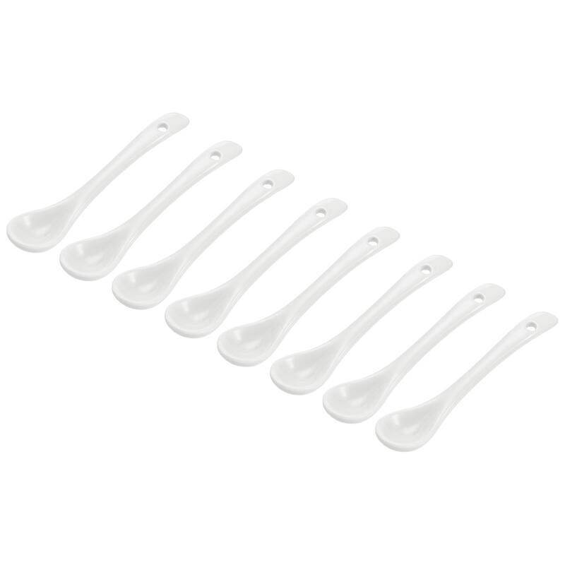 Ceramic Spoons 3.7" White Spoon for Home Kitchen Restaurant 8 Pcs