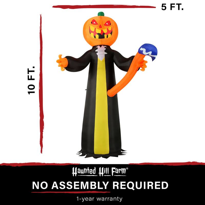 Haunted Hill Farm 10-ft. Prelit Inflatable Pumpkin Reaper