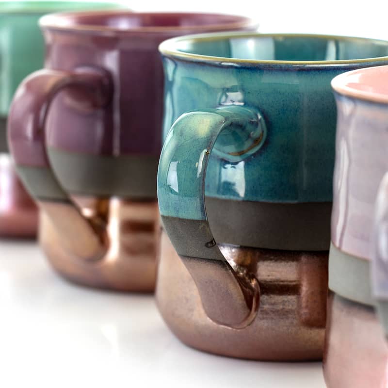 Gibson Home Copper Tonal 4 Piece 18 Ounce Round Stoneware Mug Set