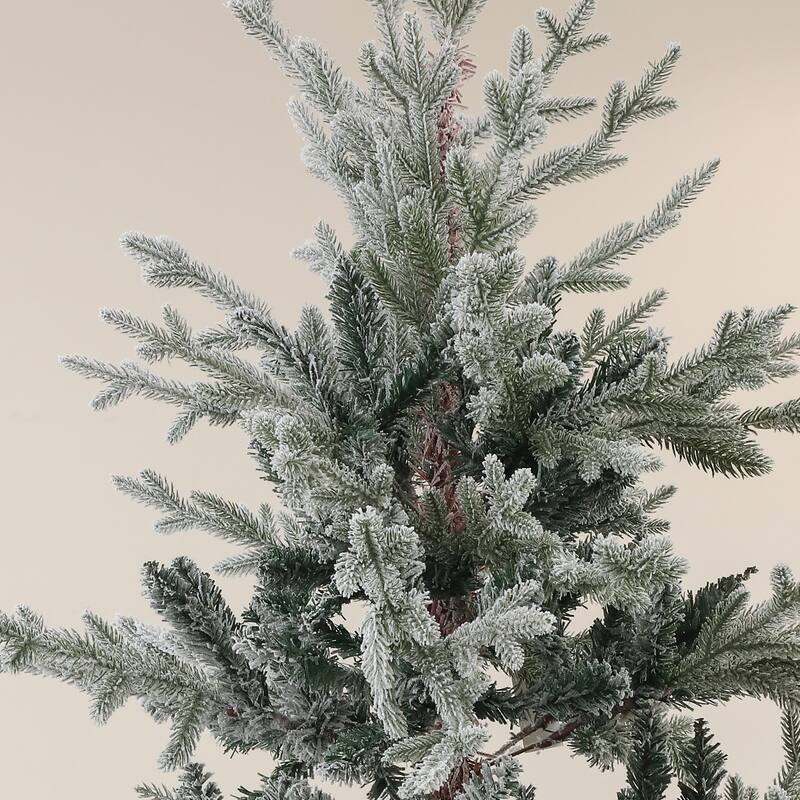 7.5ft Unlit Snow Flocked Artificial Christmas Tree with Realistic Nordic Pine Design