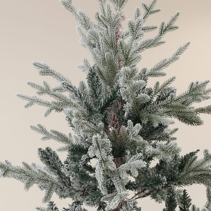 HOMCOM Nordic Pine Artificial Christmas Tree - Snow Flocked Tips, Foldable Metal Stand, Easy Assembly - Green