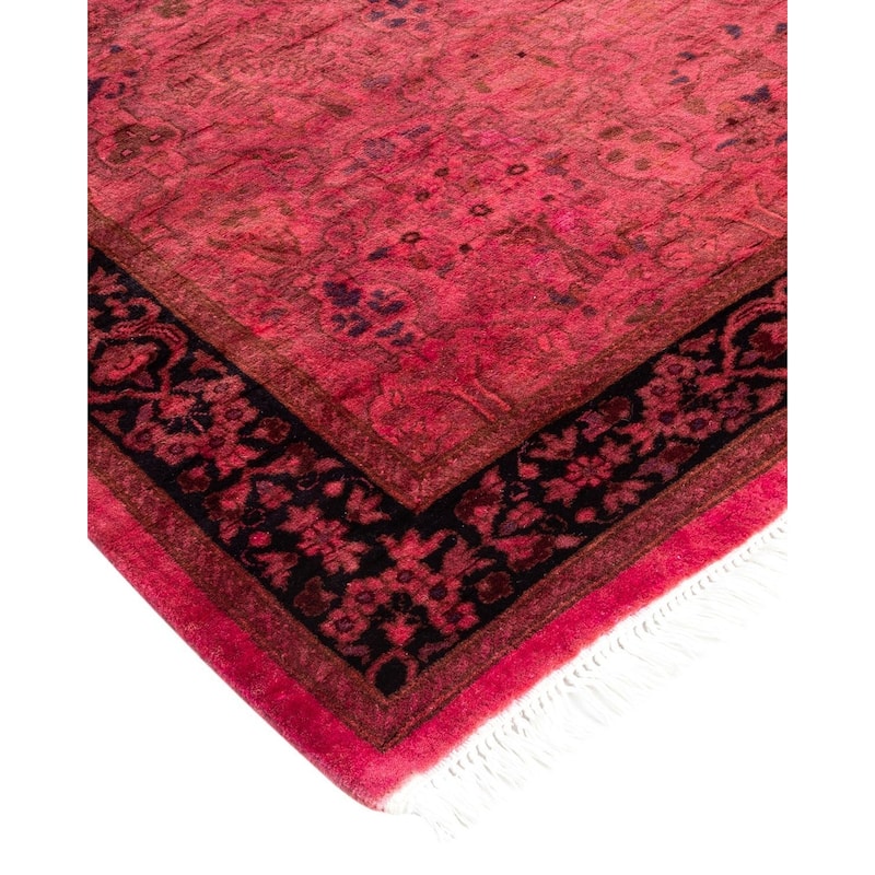 Overton Hand Knotted Wool Vintage Inspired Modern Contemporary Overdyed Pink Runner Rug - 2' 7" x 9' 9"