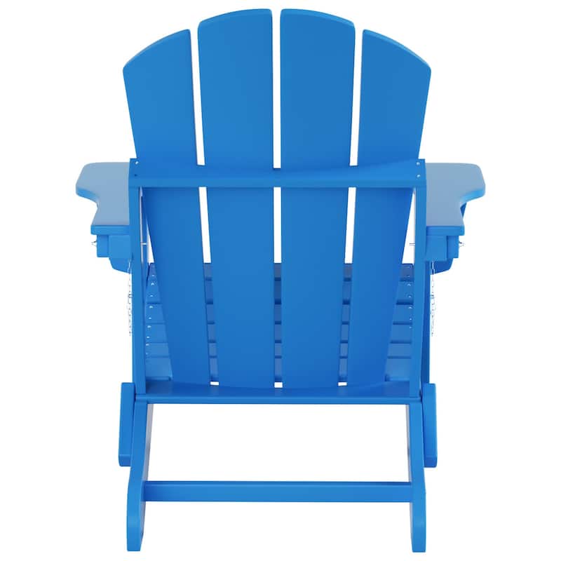 Polytrends Laguna Hdpe All Weather Outdoor Patio Foldable Adirondack Chair With Side Table (2-Piece Set)