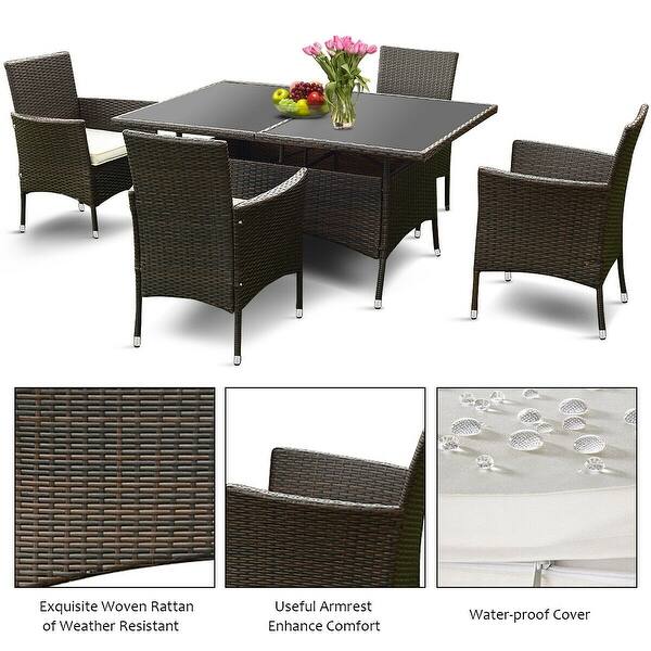 Costway 5pcs Rattan Garden Sofa Set Outdoor Patio Furniture Costway 5pcs Rattan Garden Sofa Set