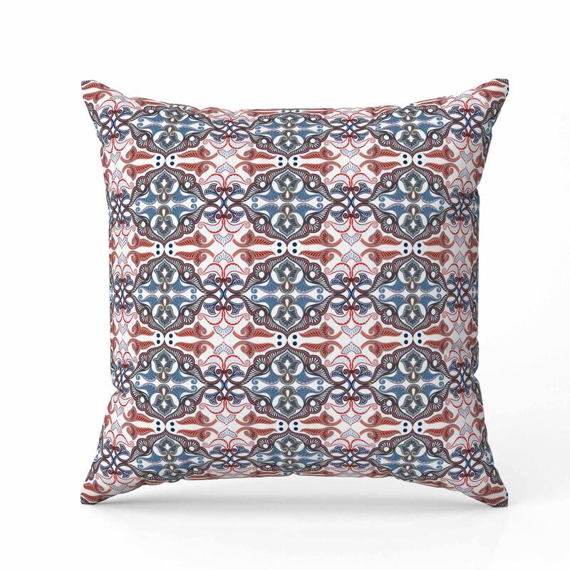Floral Elegance Faux Suede Reversible Throw Pillow White and Blue