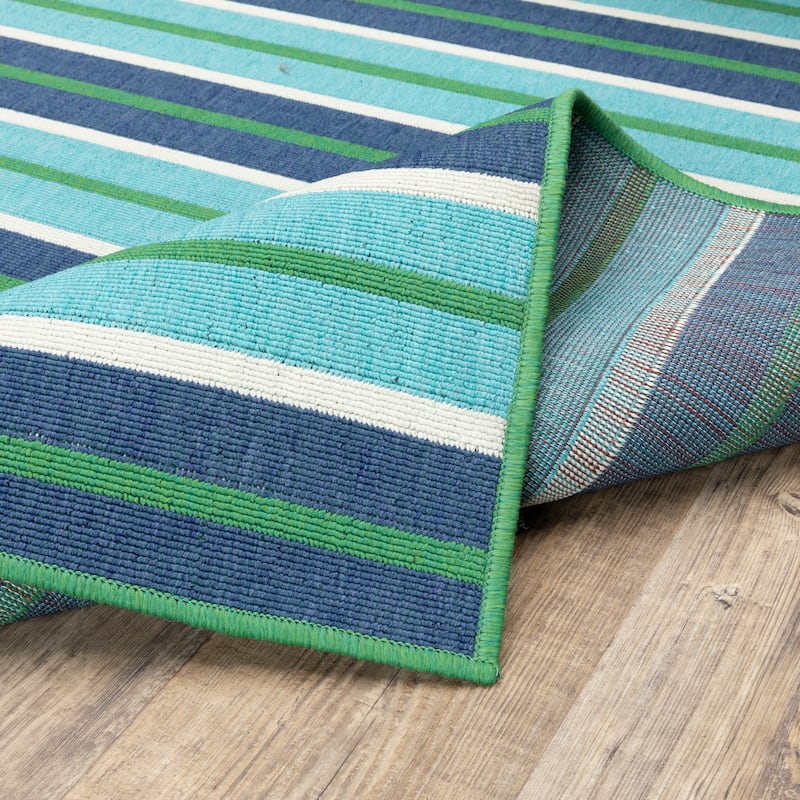 Style Haven Martinique Feeling the Blues Striped Indoor Outdoor Rug