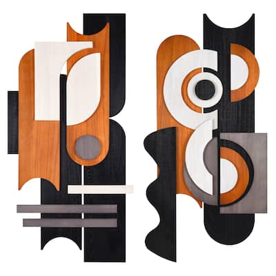 "Honeyed Dusk I & II" Hand Made & Hand Finished Dimensional Solid Wood Wall Art