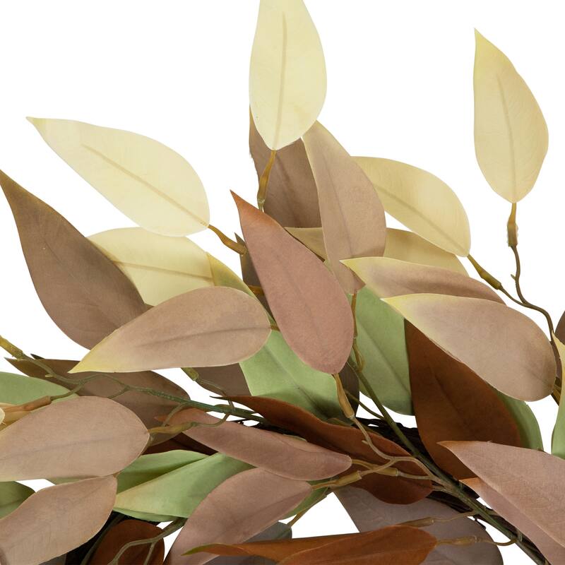 Autumn Harvest Neutral Fall Foliage Leaf Wreath 22-Inch Unlit - 22"