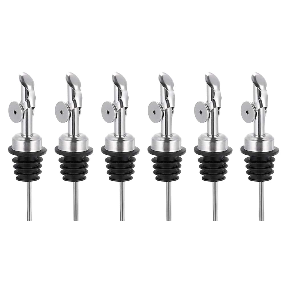 4Pcs Stainless Steel Bottle Pourers, Weighted Olive Oil Dispenser - Silver
