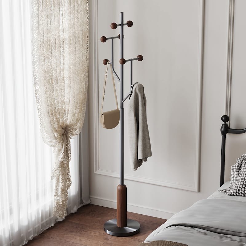 Stainless Steel Freestanding Coat Rack, Heavy Duty Metal Coat Tree - 70.9"H x 16.9"W(top) x 12.6"Dia(base)