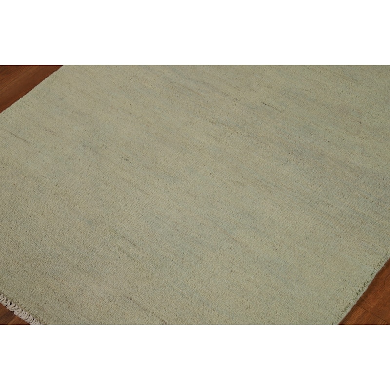 Hand Knotted Oriental 100% Wool Carpet Modern Modern Green Gabbeh Area Rug - 4' 9'' X 3' 2''