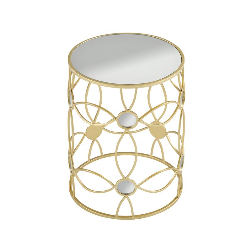 Christopher Knight Home - Elena Modern Side Table with Cylindrical Metal Frame and Mirrored Top