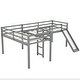 preview thumbnail 7 of 6, Gray Twin Size Solid Pine Wood L-Shaped Loft Bed with Slide and Widened Ladder