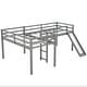 preview thumbnail 7 of 12, Playful Design, L-Shaped Structure Wood Loft Bed with One Side Slide, Safety Guaranteed, Twin, Grey