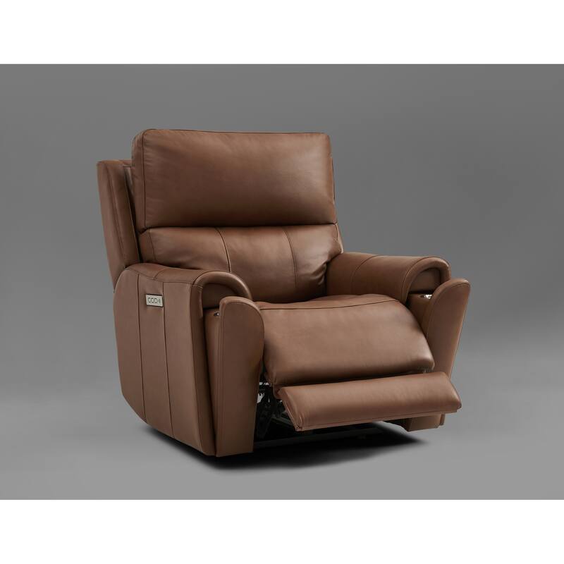 40'' W Top Grain Leather Triple Power Recliner with Extendable Legs, USB & USB-C Charging Ports