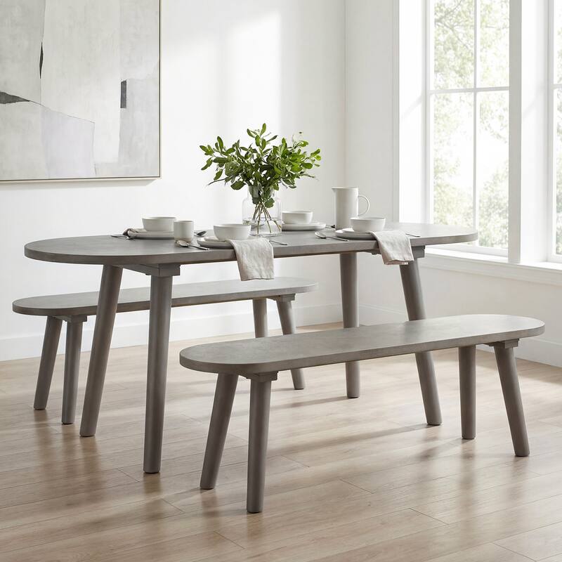 Gymax 43'' Solid Wood Farmhouse Dining Bench Set of 2 w/Rubber Wood