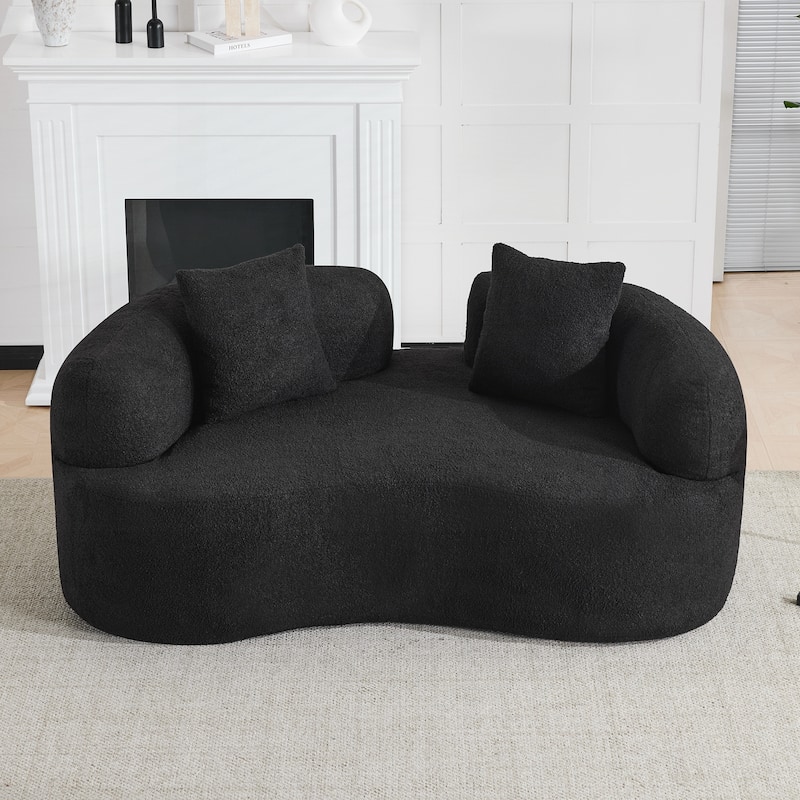 66.93 Inch Curved Loveseat Compression Sponge Sofa