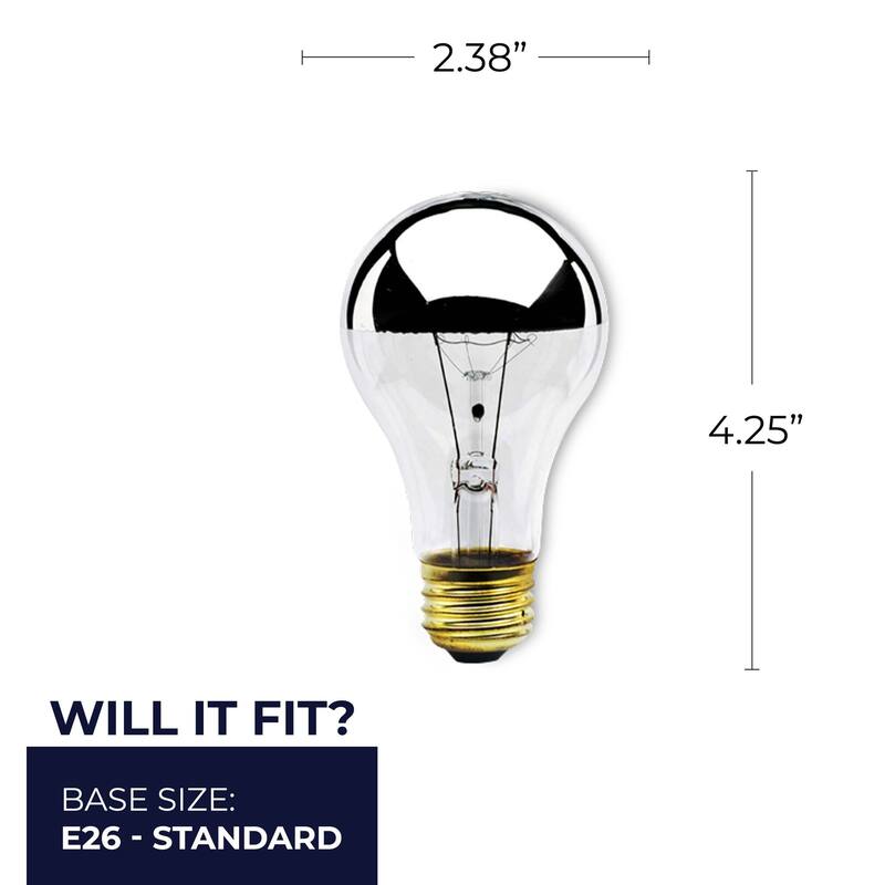 Bulbrite Pack of (8) Dimmable Half Chrome A19 Medium (E26) Incandescent Bulb