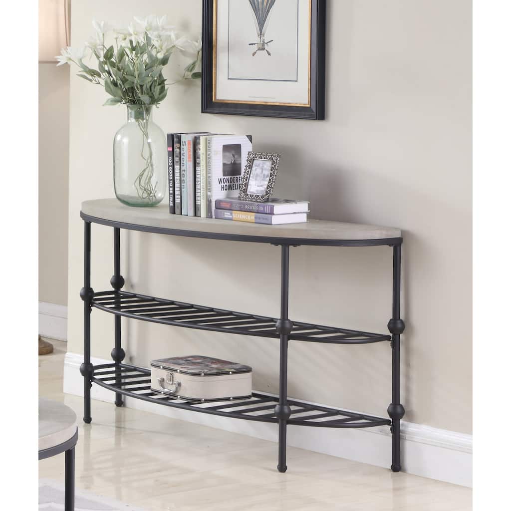 The Gray Barn Landing PLace Modern Grey Half Moon Sofa Table