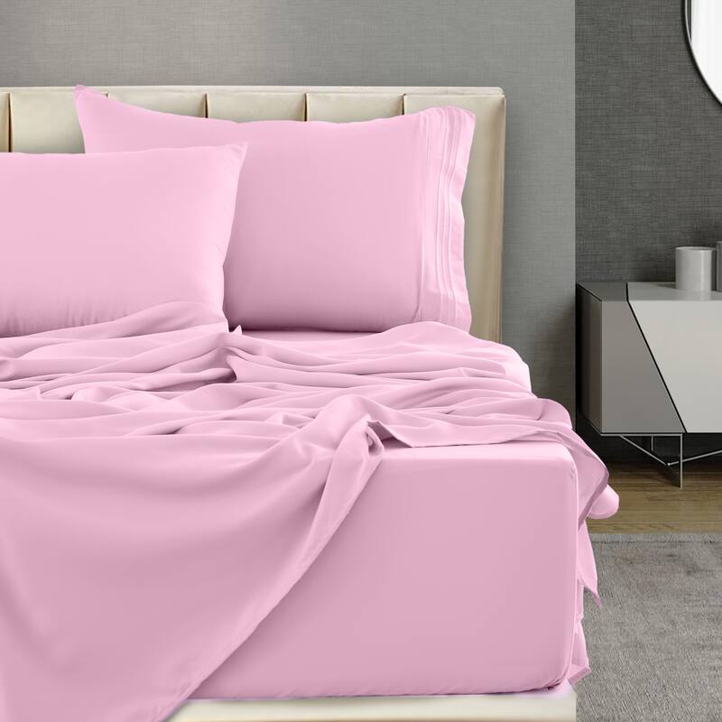 6 Piece Bed Sheet Set Deep Pocket Ultra Soft Microfiber Bedding Sheets