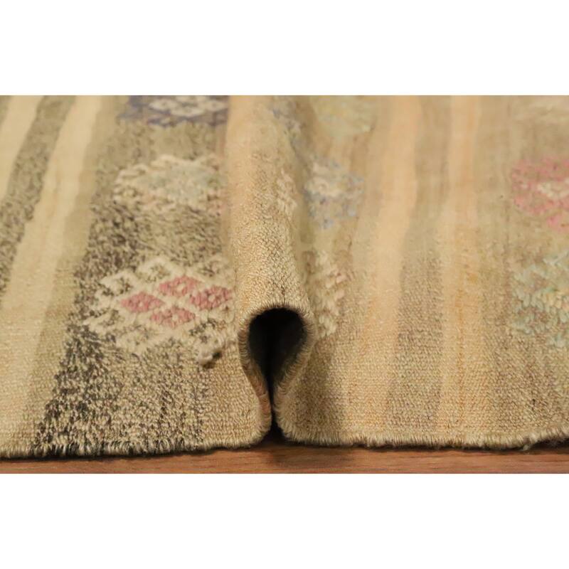 Hand Woven Oriental 100% Wool Carpet Southwestern Tribal Multi-Colored Kilim Area Rug - 8' 5'' X 5' 10''