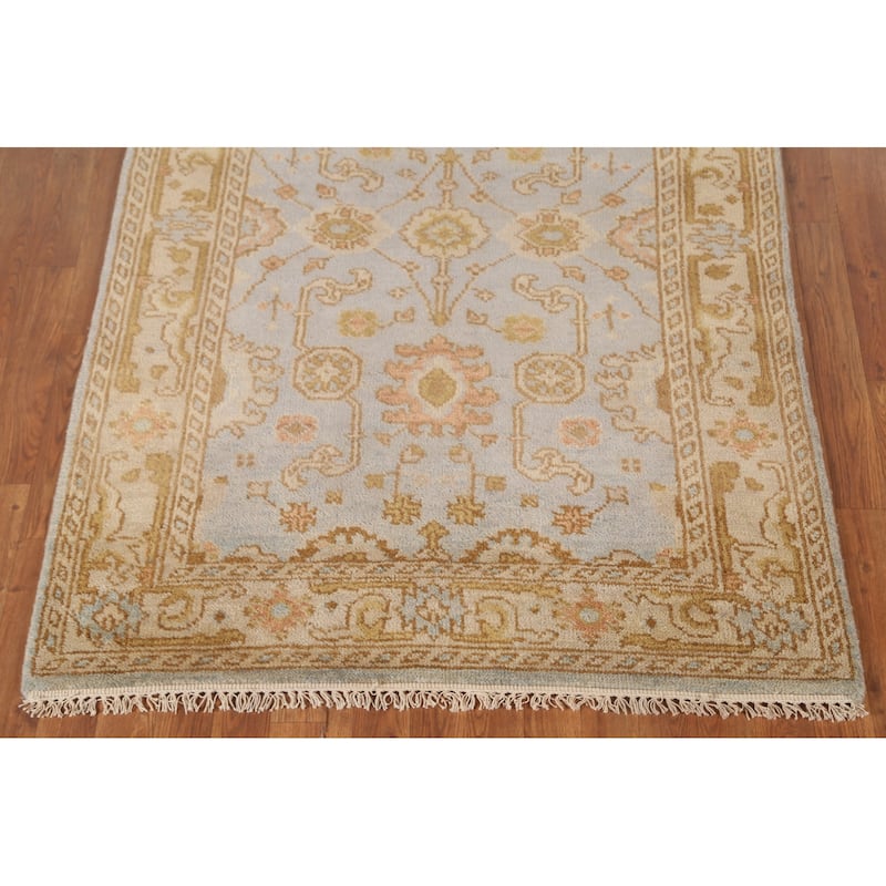 All-Over Oushak Indian Area Rug Handmade Wool Carpet - 4'0"x 5'10"