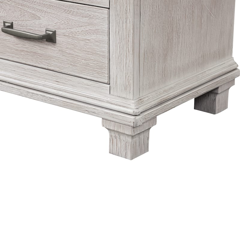 Furniture of America Eleanor Modern Rustic 3-Piece Weathered Grey Wood Panel Bedroom Set with Dentil Molding