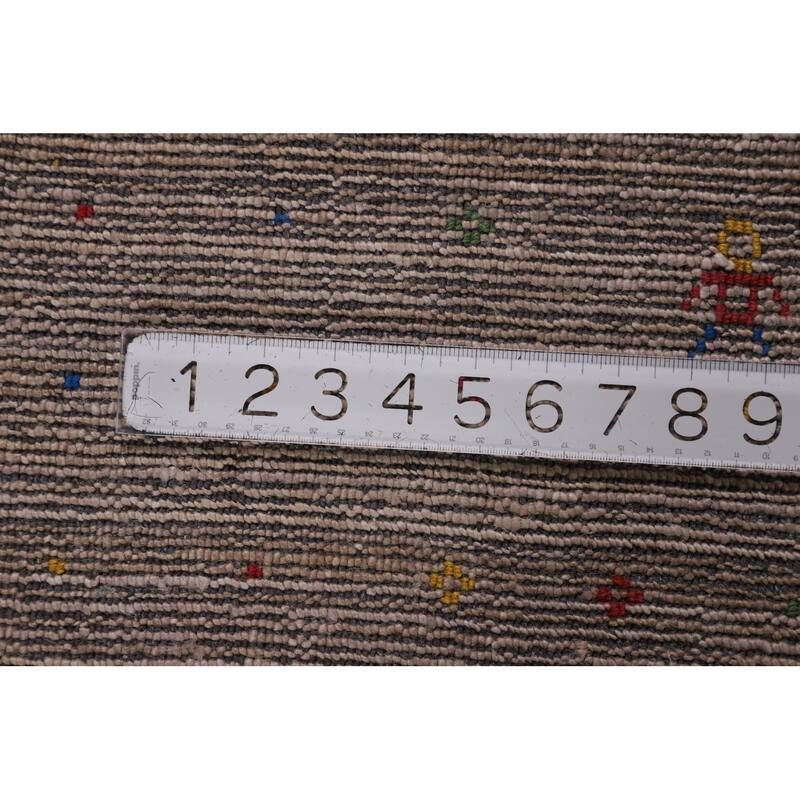 Gabbeh Oriental Area Rug Handmade Brown Silk Carpet - 7'11" x 9'9"