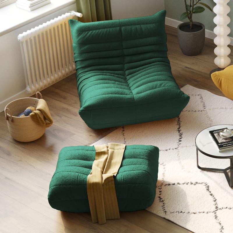 Lazy Floor Sofa Couches,Teddy Velvet Lounge Chair