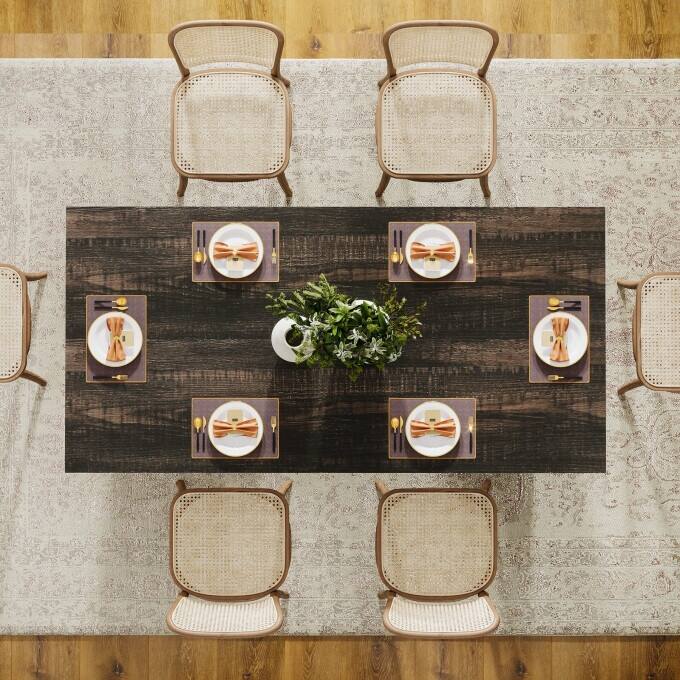 63-inch Rectangle Wooden Dining Table with Large Tabletop and Heavy Duty Legs for 4 to 6 People