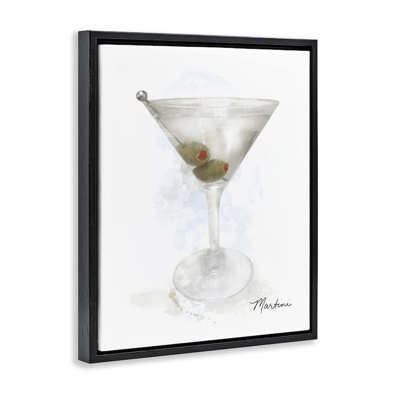 Stupell Soft Muted Martini Framed Floater Canvas Wall Art Design By Matthew Piotrowicz