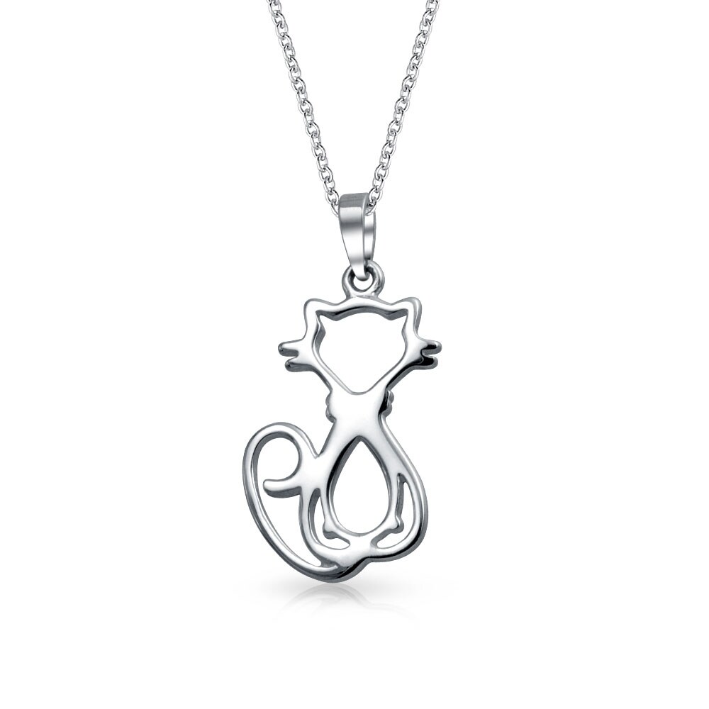Shop Cat Kitten Kitty Pet Pendant 925 Sterling Silver Necklace 16 In On Sale Overstock 17986220
